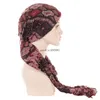 Nuove Trecce Lunghe Cappello Pre-Legato Donne Stampato Foulard Turbante Interno Hijab Musulmano Testa Sciarpa Wrap Chemio Caps Cofano Turbante Mujer