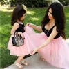 Family Matching Outfits Mom and Daughter Dress Pink Patchwork Mesh Princess Mother daughter clothes Look dresses 230826