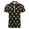Polos masculinos caindo banana casual t-shirts engraçado fruta polo camisa y2k verão manga curta padrão roupas tamanho grande