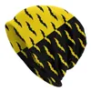 Berets Black Yellow Bat Pattern Bonnet Hat Knitted Hip Hop Autumn Winter Ski Skullies Beanies Unisex Adult Warm Dual-use Cap