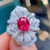 Küme halkaları hn2023 ince mücevherler gerçek 18k altın burma doğal lotus spinel değerli taş 1.59ct elmas kadın yıldönümü hediyesi