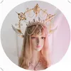 Pannband Lolita pannband Golden Mary Apollo Sun Halo Goddess Crown Party Church Headwear Halloween Costume överdrivet huvudstycke 230826