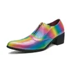 Новые мужчины Британская мода Dazzle Color Zip Height увеличивает обувь мужское платье свадьба Homecoming Обувь Zapatos Hombre