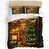寝具セット3PCSセットクリスマスツリーの装飾ホームテキスタイル羽毛布団カバー枕ケースボーイキッドティーンガールカバー