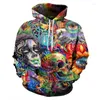 Herenhoodies Heren Dames Hoodie Sweatshirt Masker Mooie schedel 3D Print Sportkleding Gotische stijl Retro Hip Hop Zwart Slijtage