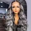 13x6highlight Ombre Human Hair Wig Highlight Wig Human Hair Black and Gray Blonde Body Wave Lace Front Human Hair Wigs for Women