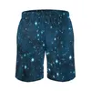 Shorts masculinos glitter galaxy board verão azul brilho estrelas casual praia calças curtas homem correndo secagem rápida troncos de natação personalizados