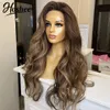 13x4 Body Wave Human Hair Wigs Ombre Brown Spets Front Wigs Human Hair Brazilian Remy Hair Spets Wigs For Women Pre-Plucced
