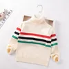 Pullover Boys Turtleeck Sweater Zimowe bawełniane dziewczęta w paski dzianiny Swetry 4-10 Yeear Kids Sweter Baby Boys Base Base Tops 230826