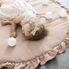 Tappeti Tappetini da gioco per bambini Pavimento rotondo Biancheria da letto in morbido cotone Coperta Tappetino strisciante in pizzo Game Pad Giocattoli per la camera dei bambini Decorazione della scuola materna