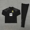 22 23 24 Borussia adult tracksuit jacket Soccer Sets half zipper Dortmunds kids training suit football set Survetement 2023 2024 men kids and man Tracksuit