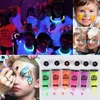 Körperbemalung, 7 Farben, leuchtende Farbe, Gesicht, Körperkunst, UV-Glühen, fluoreszierend, leuchtend, für Halloween, Party, Kostüm, Schönheit, Make-up, dunkle Farbe 230826