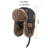 Beanie/Skull Caps HT4098ロシアの帽子濃い温かい革張りの冬の帽子男性女性風プルーフふわふわした毛皮帽子スキーイヤフラップキャップロシア語Ushanka Hat 230826