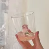 Verres à vin 300ML, tasse d'eau en verre avec Rose 3D, décoration d'arbre de noël pour fête, tasse de café et de lait, cadeaux pour amoureux de la maison