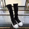 High Quality Women's Designer Long Boots Fashion Elastic Cowhide Thick Sole Martin Boots Show Party Outdoor Over Knee Short Shoes Size 35-40