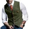 Herenvesten Slim Fit herenjack Stijlvol Zakelijk gilet met één rij knopen Slim-fit V-hals reversontwerp voor bruidsjonkers Bruiloften Formeel