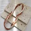 Choker Fashion Charm Orange Natural Stone&Glass Pearl Multilayer Necklace