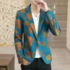 Ternos masculinos blazer masculino 2023 primavera e outono moda casual impresso lapela único botão fino hip-hop terno de mangas compridas