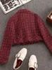 Vestido de dos piezas Otoño Invierno Pequeña fragancia Vintage Tweed Conjunto de dos piezas Mujer Chaqueta corta de lana de un solo pecho Abrigo Mini falda Conjunto de 2 piezas 230827