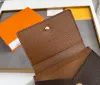 Topp modedesigner plånböcker lyxiga kvinnors korta plakar blommor bokstäver små kreditkortshållare damer plädkopplingspåsar med original låda hög kvalitet
