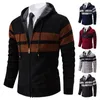 Maglioni da uomo Autunno Inverno Cardigan in cashmere Cappotto da uomo Maglione lavorato a maglia Giacche di lana Trend Casual Y2K Felpe con cappuccio a righe Zip Sweatercoat 230826