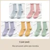Women Socks 5 par Crew JK Girls Pack Solid Cotton Lolita White Black Knee High Streetwear Harajuku frilly