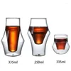 Weingläser 120/250/335 ml Brandy Milch Party Tasse Klares Set Becher Kaffee Espresso Teetasse Glas Anti-Verbrühungen Doppelschicht Ohr hängen