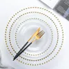 wedding Apparel 13 inch round clear silver/gold glass beaded charger pates glass plate for table decoration