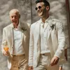 Men's Suits Blazers Linen Wedding Suits for Men Garden Summer Groom Tuxedo Notch Lapel Prom Blazer 2 Piece Set Jacket Pants 230827