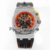 JJF 2617 Volcano A3126 Chronograph Automatic Mens Watch 42mm rostfritt stål Svart texturerat Dial Leather Strap 2023 Super Edition Eternity armbandsur