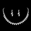 Perla romantica con orecchini in cristallo a due pezzi, collana, set di gioielli da sposa con strass