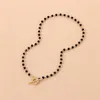 Ny Fashion Luxury Black Crystal Glass Bead Chain Choker Halsband för kvinnor Blomma lariat Lås krage halsband gåvor grossist ymn020