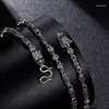 Correntes FoYuan Prata Cor Masculino Agressivo Om Mani Padme Hum Trendy Double Leading Chain Jewelr
