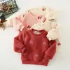 Pullover barns pullover tröja tryck mönster design småbarn klädbarn barn teddy fleece varm tröja för baby pojkar flickor 2-10 y 230826