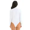 Women's Jumpsuits Rompers Office Lady Work White Bodysuit Woman Long Sleeve OL Shirt Clothing Turn Down Collar Tops Body Blouse Suit 230826