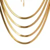 Kedjor lyx minimalistisk 2mm kedja 18k guldpläterad rostfritt stål designblad halsband party krage para mujer bijoux femme smycken