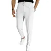 Herrbyxor män som drabbar elastiska midjor fickor rak fotledslängd affärspendling långa byxor pantaloner