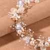 Hair Clips Pearl Headband For Women Girls Accessories Bride Wedding Hairbands White/Blue/Pink Flower Crowns Kids Noiva Jewelry