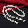 Chains 925 Sterling Silver 6MM 10MM Full Side Flat Cuban Chain Necklace Fashion Chokers For Man & Women Rock Hop Jewelry