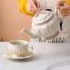 Mugs Relief Vintage Coffee Cup Kettle Tea Afternoon Set Ceramic Mug European Teapot Teacup Simple Water