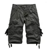 Men's Pants Summer Cargo Shorts Men Cotton Casual Outdoor Military Multi-Pocket Fashion Calf-Length Plus Size