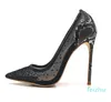 Casual Designer SexyBlack Crystal Mesh Point Toe High Heels Stiletto Stripper Brud Wedding Pumpar