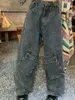 Jeans voor heren Grote maat Retro Punk-stijl Grote zak Gereedschapsjeans Dames Street Fashion Rechte broek Y2K Losse dweilbroek voor heren 230827