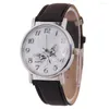 Armbandsur modefjärilkvinnor tittar 2023 Simple Brown Quartz Watch Vintage Leather Ladies Clock Reloj Relogio Femin