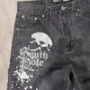 Kadın Şort Vintage Gevşek Diz Pantolon Plaj Yaz Modası Gündelik Y2K Hip Hop Denim Şort Harajuku Punk Rock Spor Salonu Erkek Şort 230826