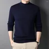 Pulls pour hommes Chemise à bascule d'hiver Pull de couleur unie Élégant Col mi-haut pour l'automne Doux Chaud Anti-boulochage Tricots