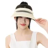 와이드 브림 모자 모자 해변 태양 여행 바이저 모자 큰 여자 빈 탑 간단한 밀짚 여름 선 스크린