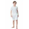 Family Matching Outfits AP Dress Shorts and Muslin Shirt 2023 Summer Kids Cotton Series Boy Top Pants Micro Elastic Fabric 7303 230826