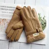 フィンガーレスグローブシープスキンファーグローブメンズ濃厚冬暖かい大きなサイズの屋外風力縫い縫い縫い革指の手袋230826
