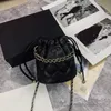 Luxur Diamond Checkered Handbag Fashion Girls Lace-Up Metal Chain Bucket Bags Lady Style Kids Messenger Mini Bag